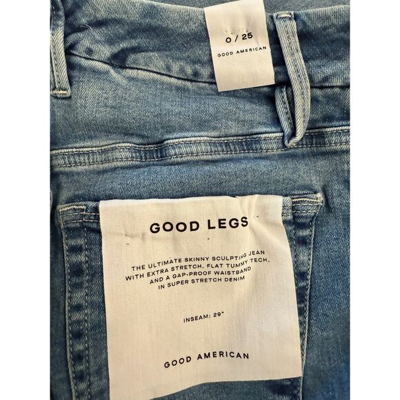 Good American Good Legs Jeans Womens 0/25 Blue Distressed Skinny Stretch Denim - Picture 10 of 11